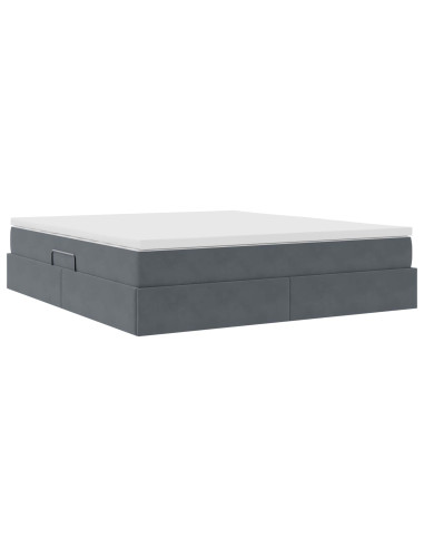 Letto con contenitore e materasso Grigio scuro 180 x 200 cm