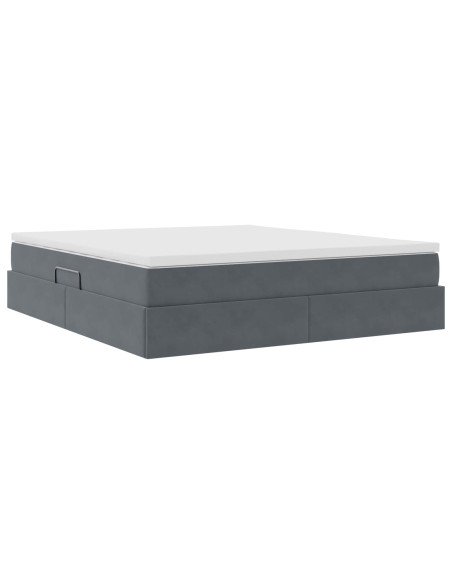 Letto con contenitore e materasso Grigio scuro 180 x 200 cm