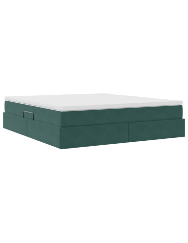 Letto con contenitore e materasso Verde Scuro 180 x 200 cm