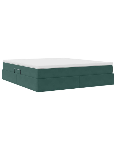 Letto con contenitore e materasso Verde Scuro 180 x 200 cm