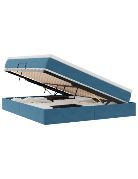 Letto con contenitore e materasso Blu Scuro 180 x 200 cm