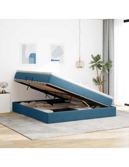 Letto con contenitore e materasso Blu Scuro 180 x 200 cm