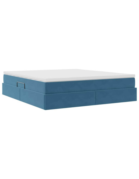 Letto con contenitore e materasso Blu Scuro 180 x 200 cm