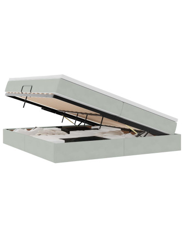Letto con contenitore e materasso Grigio chiaro 200 x 200 cm