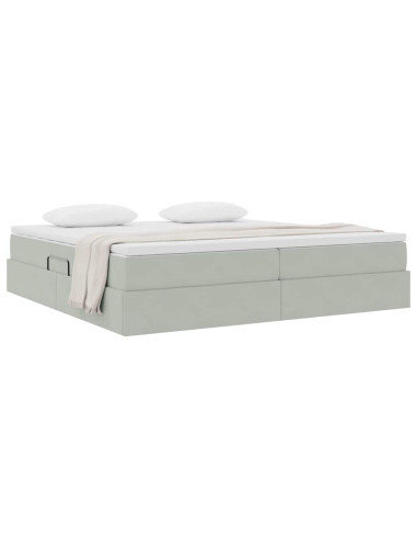 Letto con contenitore e materasso Grigio chiaro 200 x 200 cm