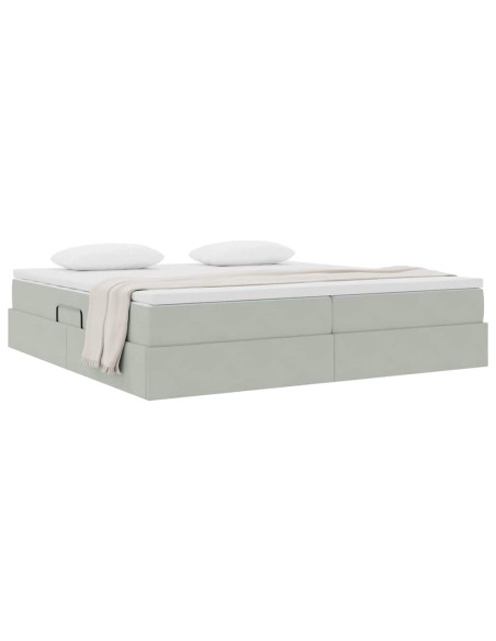 Letto con contenitore e materasso Grigio chiaro 200 x 200 cm
