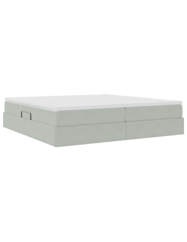 Letto con contenitore e materasso Grigio chiaro 200 x 200 cm