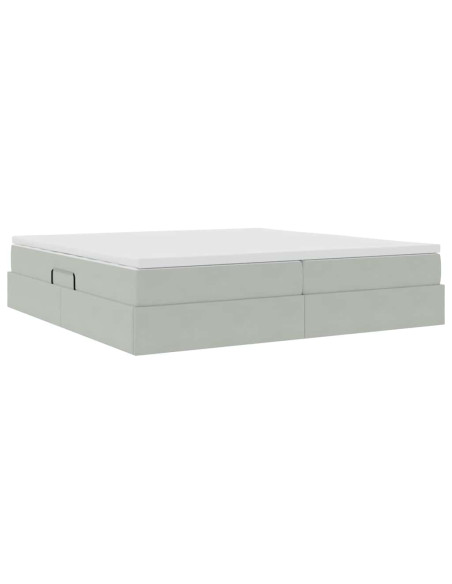 Letto con contenitore e materasso Grigio chiaro 200 x 200 cm