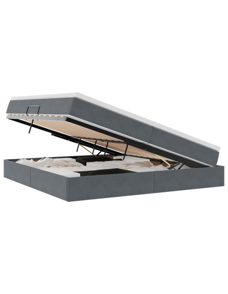 Letto con contenitore e materasso Grigio scuro 200 x 200 cm