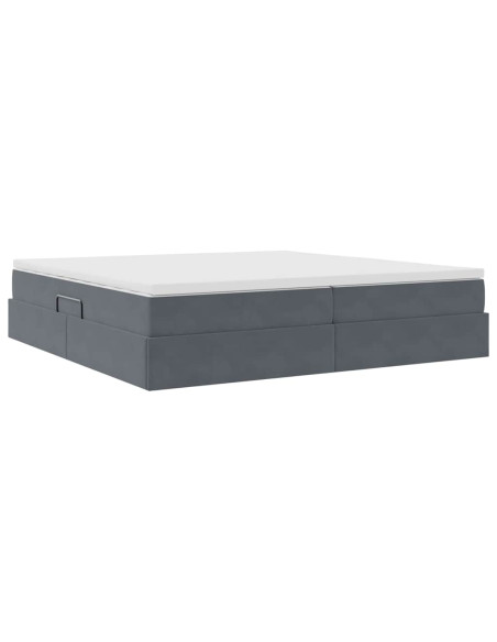 Letto con contenitore e materasso Grigio scuro 200 x 200 cm