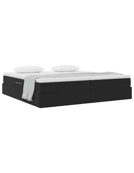 Letto con contenitore e materasso Nero 200 x 200 cm Velluto