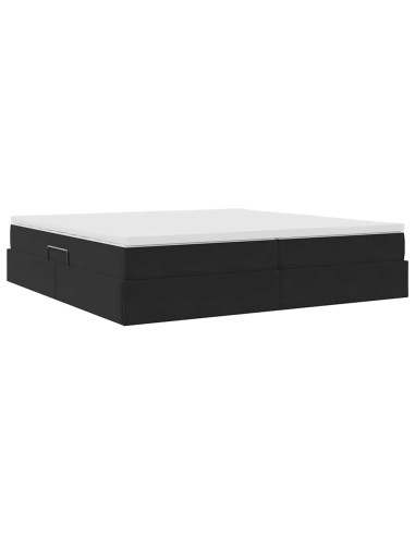 Letto con contenitore e materasso Nero 200 x 200 cm Velluto