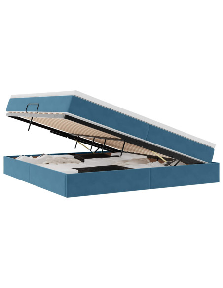 Letto con contenitore e materasso Blu Scuro 200 x 200 cm