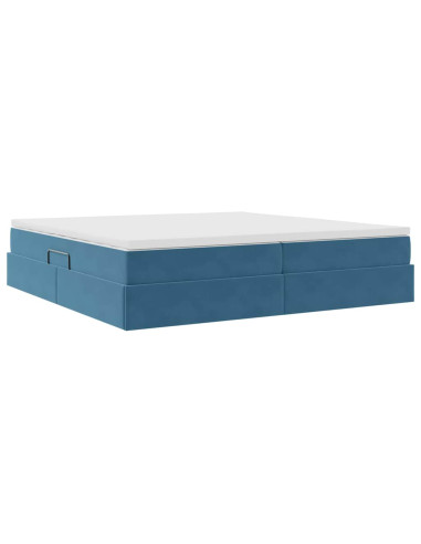 Letto con contenitore e materasso Blu Scuro 200 x 200 cm