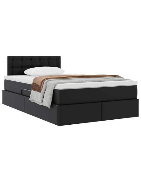 Letto con contenitore e materasso Nero 120 x 190 cm