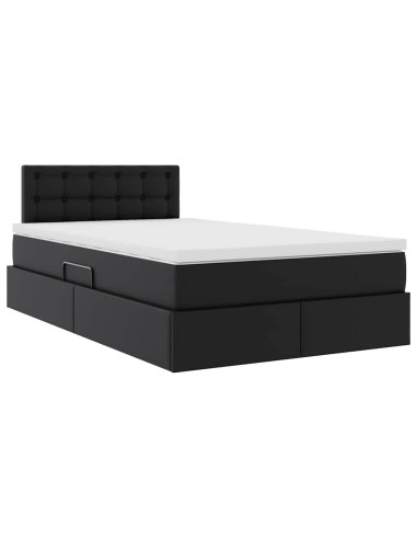 Letto con contenitore e materasso Nero 120 x 190 cm