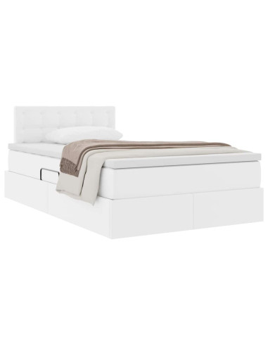 Letto con contenitore e materasso Bianco Puro 120 x 200 cm