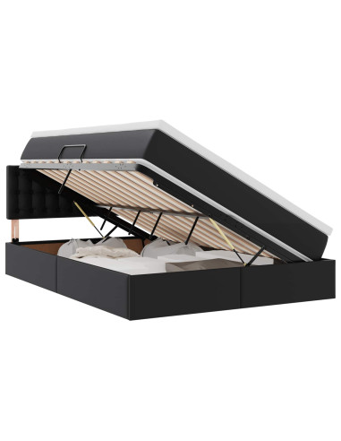 Letto con contenitore e materasso Nero 140 x 190 cm