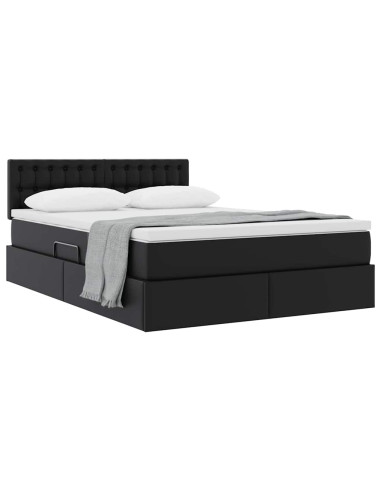 Letto con contenitore e materasso Nero 140 x 190 cm