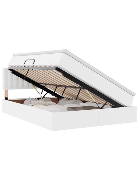 Letto con contenitore e materasso Bianco Puro 140 x 190 cm