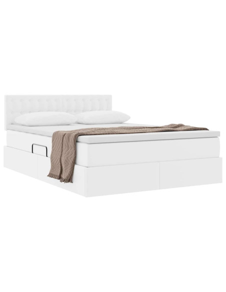 Letto con contenitore e materasso Bianco Puro 140 x 190 cm