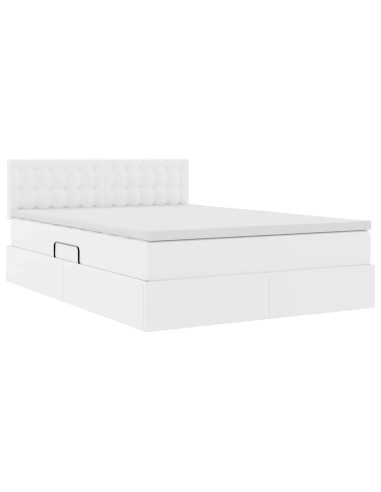 Letto con contenitore e materasso Bianco Puro 140 x 190 cm