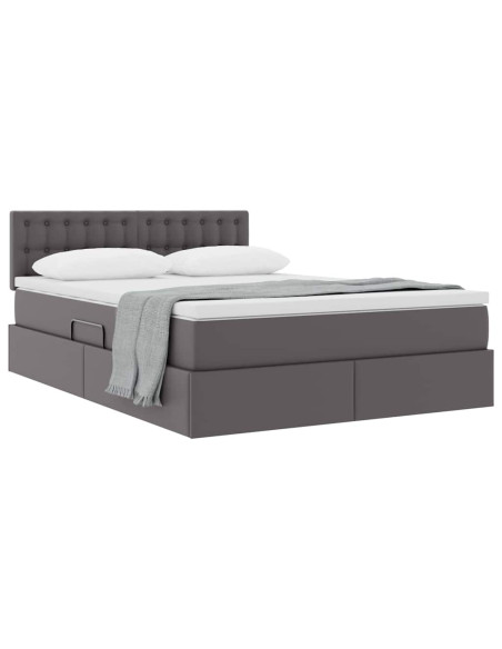 Letto con contenitore e materasso Grigio 140 x 190 cm