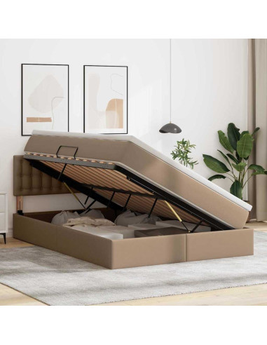 Letto con contenitore e materasso Cappuccino 140 x 190 cm