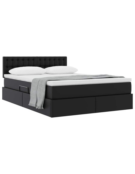 Letto con contenitore e materasso Nero 140 x 200 cm