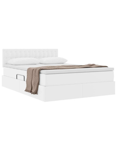 Letto con contenitore e materasso Bianco Puro 140 x 200 cm