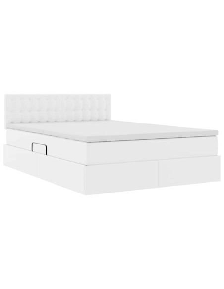 Letto con contenitore e materasso Bianco Puro 140 x 200 cm