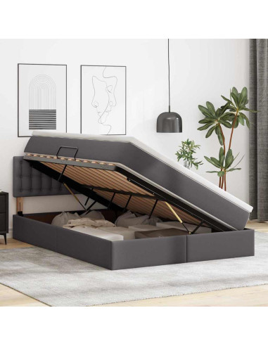 Letto con contenitore e materasso Grigio 140 x 200 cm