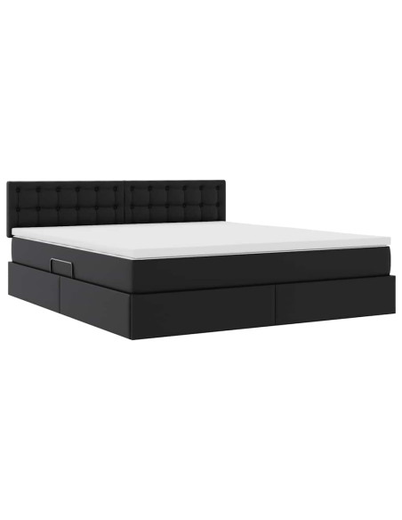 Letto con contenitore e materasso Nero 160 x 200 cm