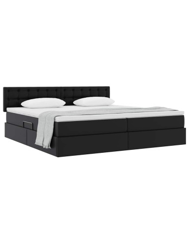 Letto con contenitore e materasso Nero 200 x 200 cm