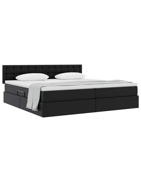 Letto con contenitore e materasso Nero 200 x 200 cm