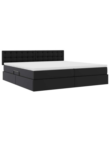 Letto con contenitore e materasso Nero 200 x 200 cm