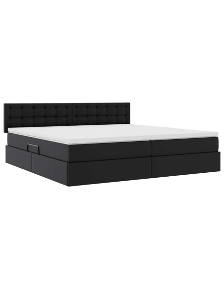 Letto con contenitore e materasso Nero 200 x 200 cm