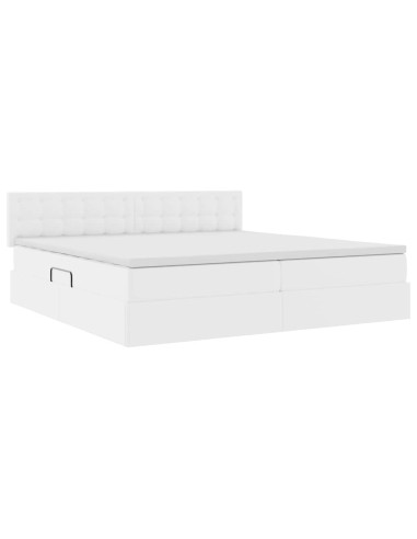 Letto con contenitore e materasso Bianco Puro 200 x 200 cm