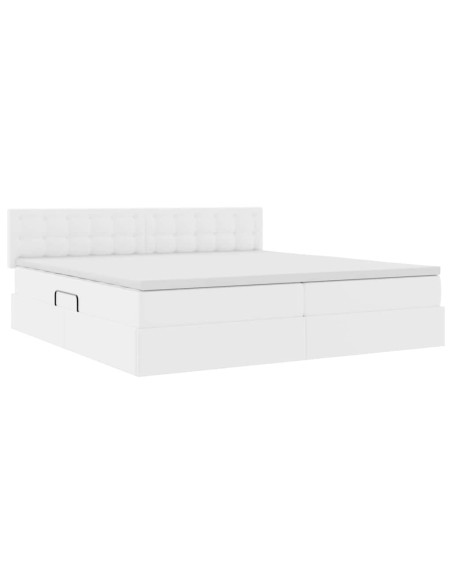 Letto con contenitore e materasso Bianco Puro 200 x 200 cm