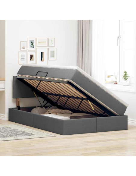 Letto con contenitore e materasso Grigio scuro 120 x 190 cm