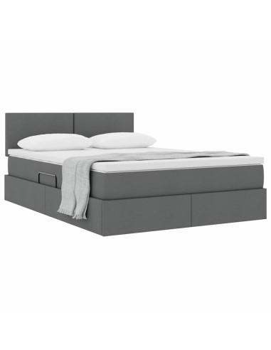 Letto con contenitore e materasso Grigio scuro 140 x 190 cm
