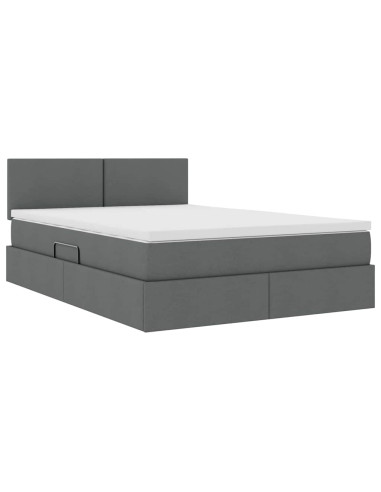 Letto con contenitore e materasso Grigio scuro 140 x 200 cm