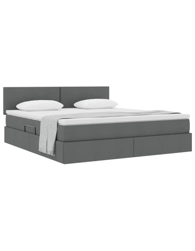 Letto con contenitore e materasso Grigio scuro 160 x 200 cm
