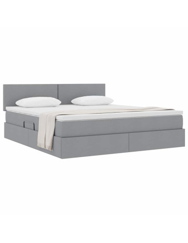Letto con contenitore e materasso Grigio chiaro 180 x 200 cm