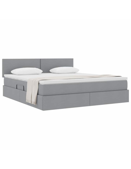 Letto con contenitore e materasso Grigio chiaro 180 x 200 cm