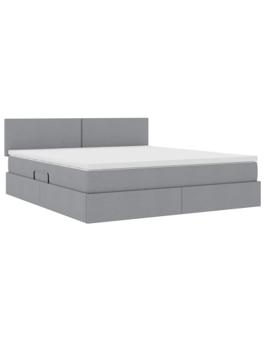 Letto con contenitore e materasso Grigio chiaro 180 x 200 cm