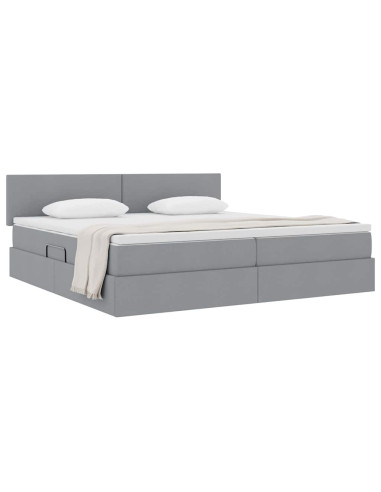 Letto con contenitore e materasso Grigio chiaro 200 x 200 cm