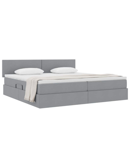 Letto con contenitore e materasso Grigio chiaro 200 x 200 cm