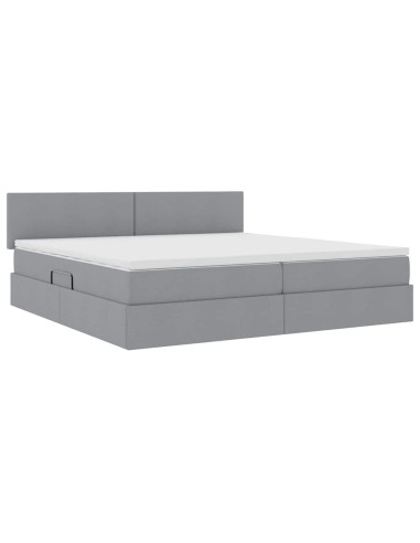 Letto con contenitore e materasso Grigio chiaro 200 x 200 cm