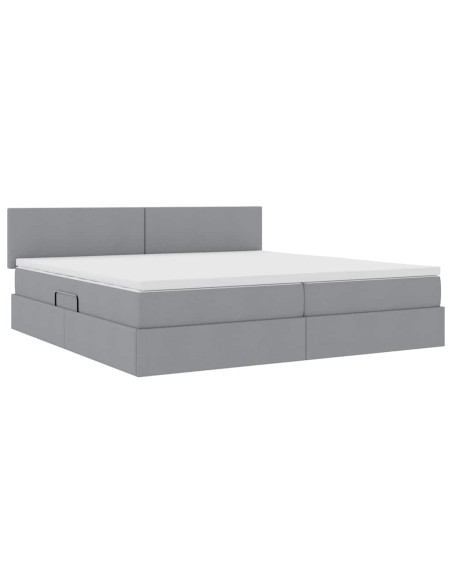 Letto con contenitore e materasso Grigio chiaro 200 x 200 cm